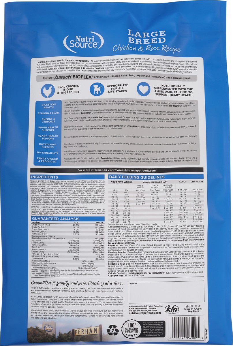 slide 4 of 14, NutriSource Large Breed with Wholesome Grain Chicken & Rice Recipe Dog Food 26 lb, 26 lb