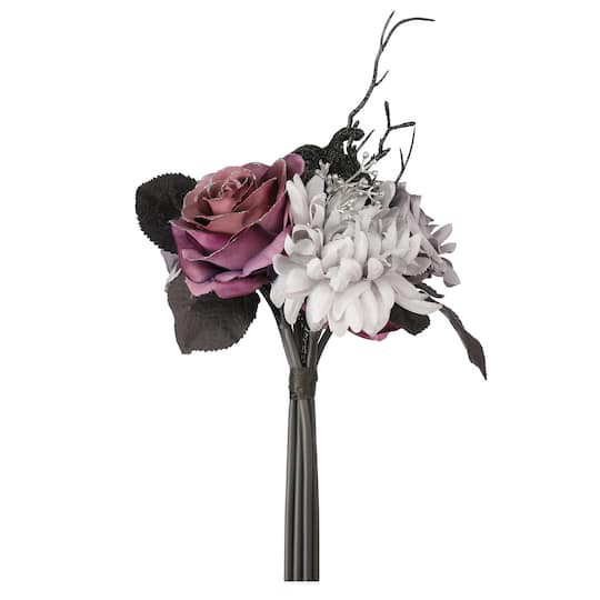 slide 1 of 2, 10" Gray & Purple Rose & Mum Bouquet By Ashland, 8 in x 8 in x 10 in