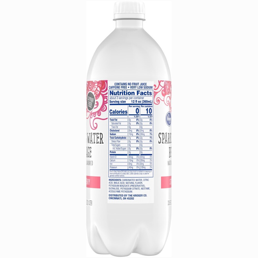 slide 2 of 3, Kroger Strawberry Sparkling Water - 1 liter, 1 liter