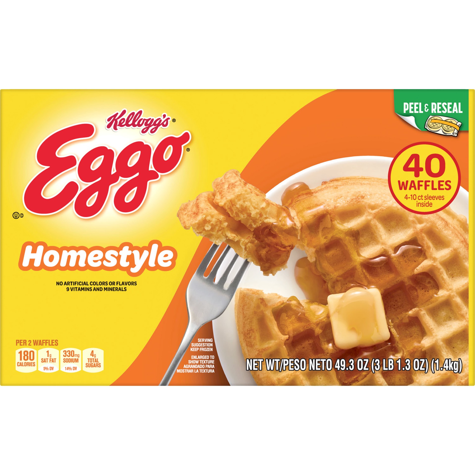 slide 3 of 5, Eggo Kellogg's Eggo Homestyle Waffles, 49.3 oz