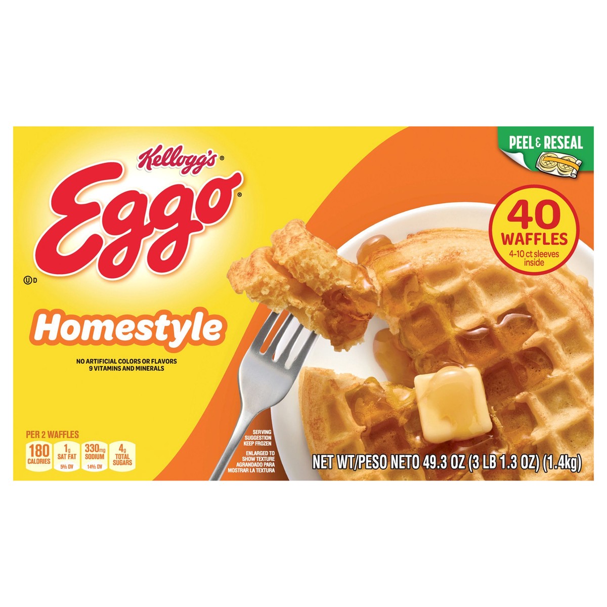 slide 1 of 5, Eggo Kellogg's Eggo Homestyle Waffles, 49.3 oz
