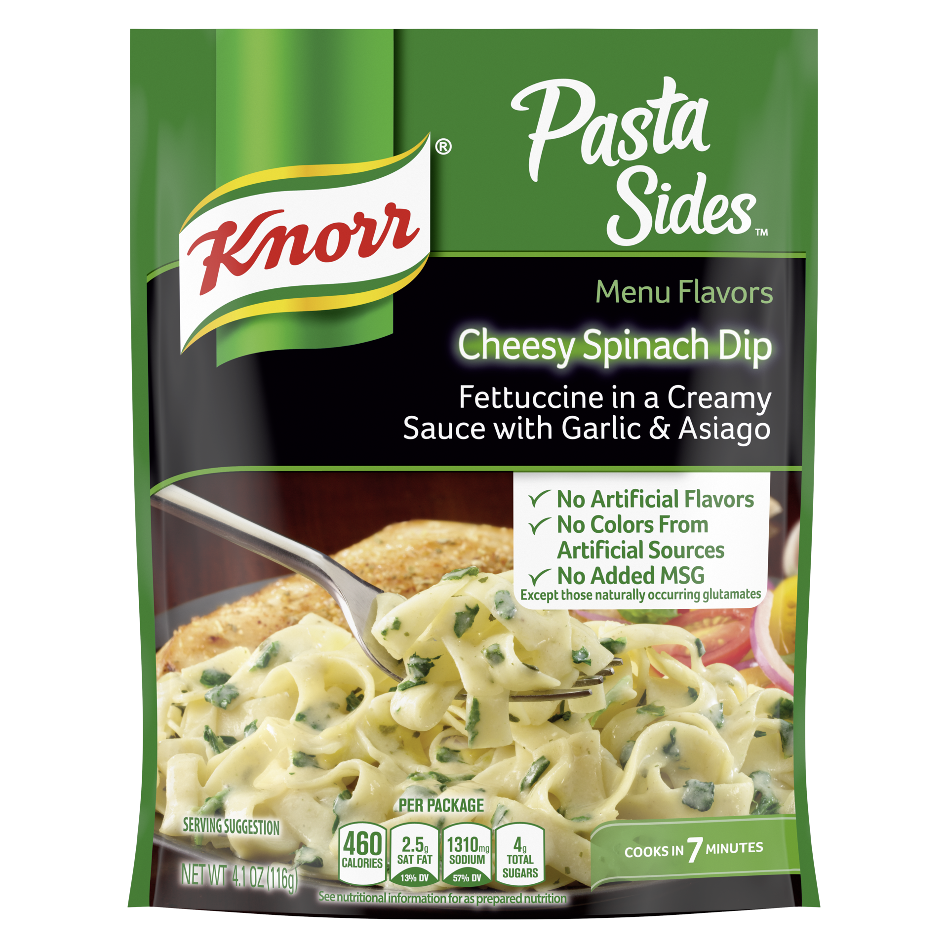 slide 7 of 7, Knorr Pasta Sides Cheesy Spinach Dip With Fettuccine, 4.1 oz, 4.1 oz