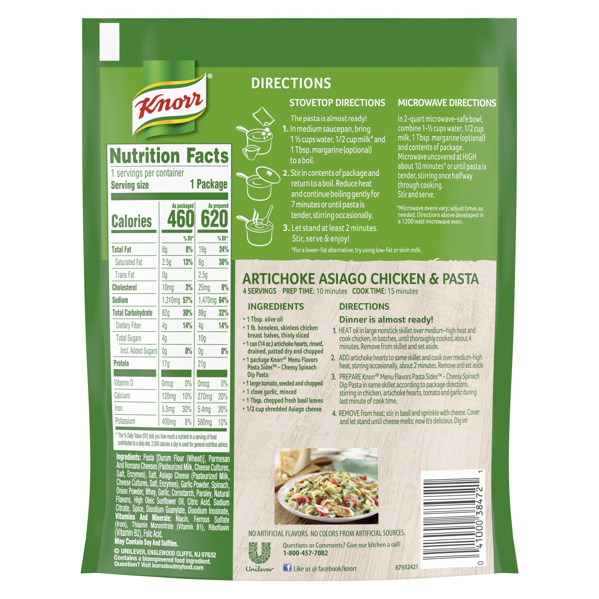 slide 5 of 7, Knorr Pasta Sides Cheesy Spinach Dip With Fettuccine, 4.1 oz, 4.1 oz