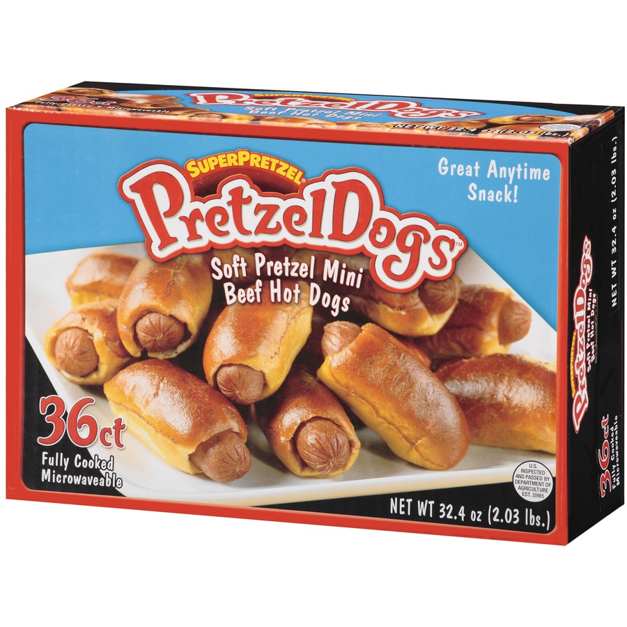 slide 3 of 3, SuperPretzel Mini Pretzel Dogs, 36 ct