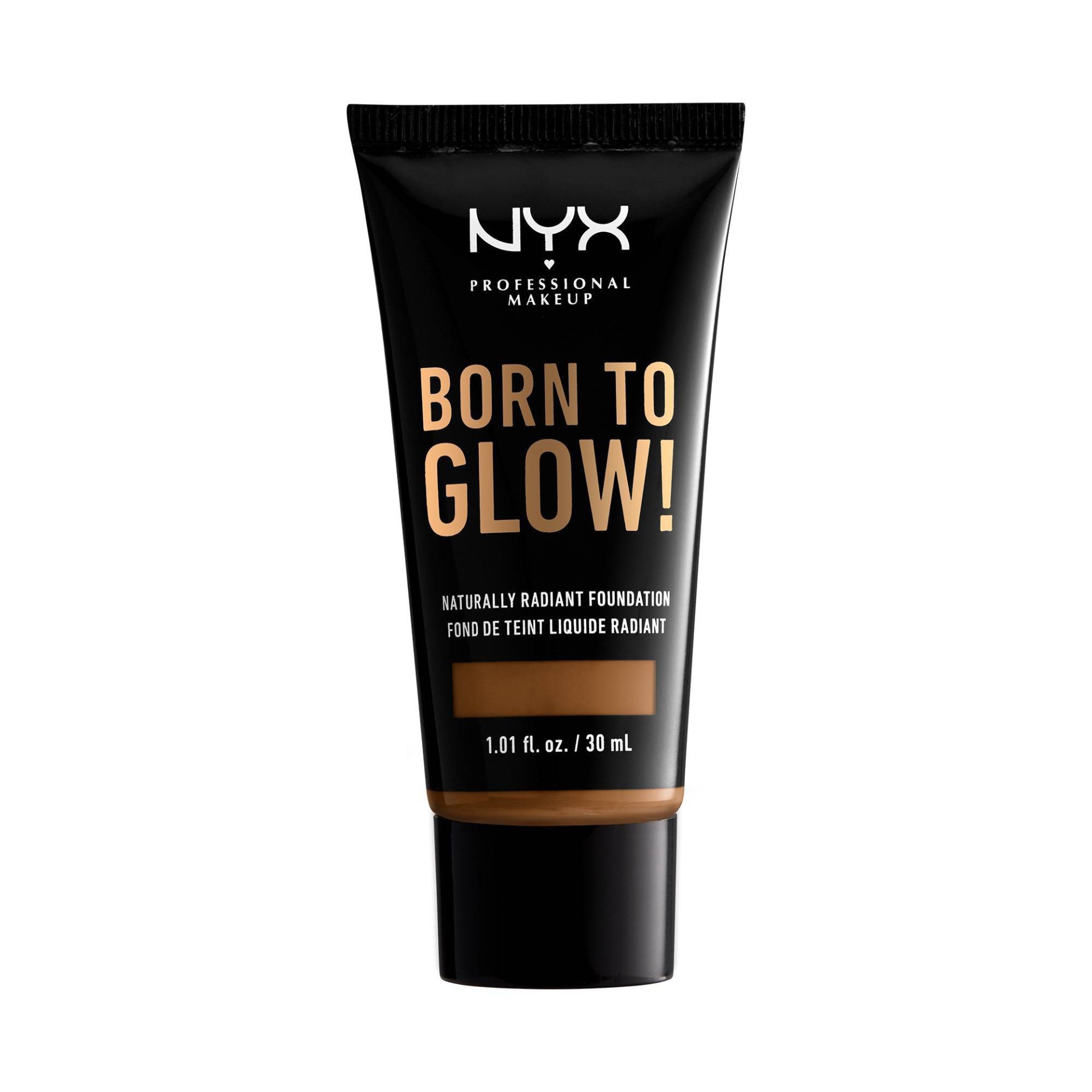 slide 1 of 1, NYX Professional Makeup Born To Glow Radiant Foundation Warm Mahogany, 1.01 fl oz