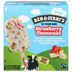 Ben & Jerry''s Strawberry Cheesecake Ice Cream Bars 4 - 2.5 fl oz Bars
