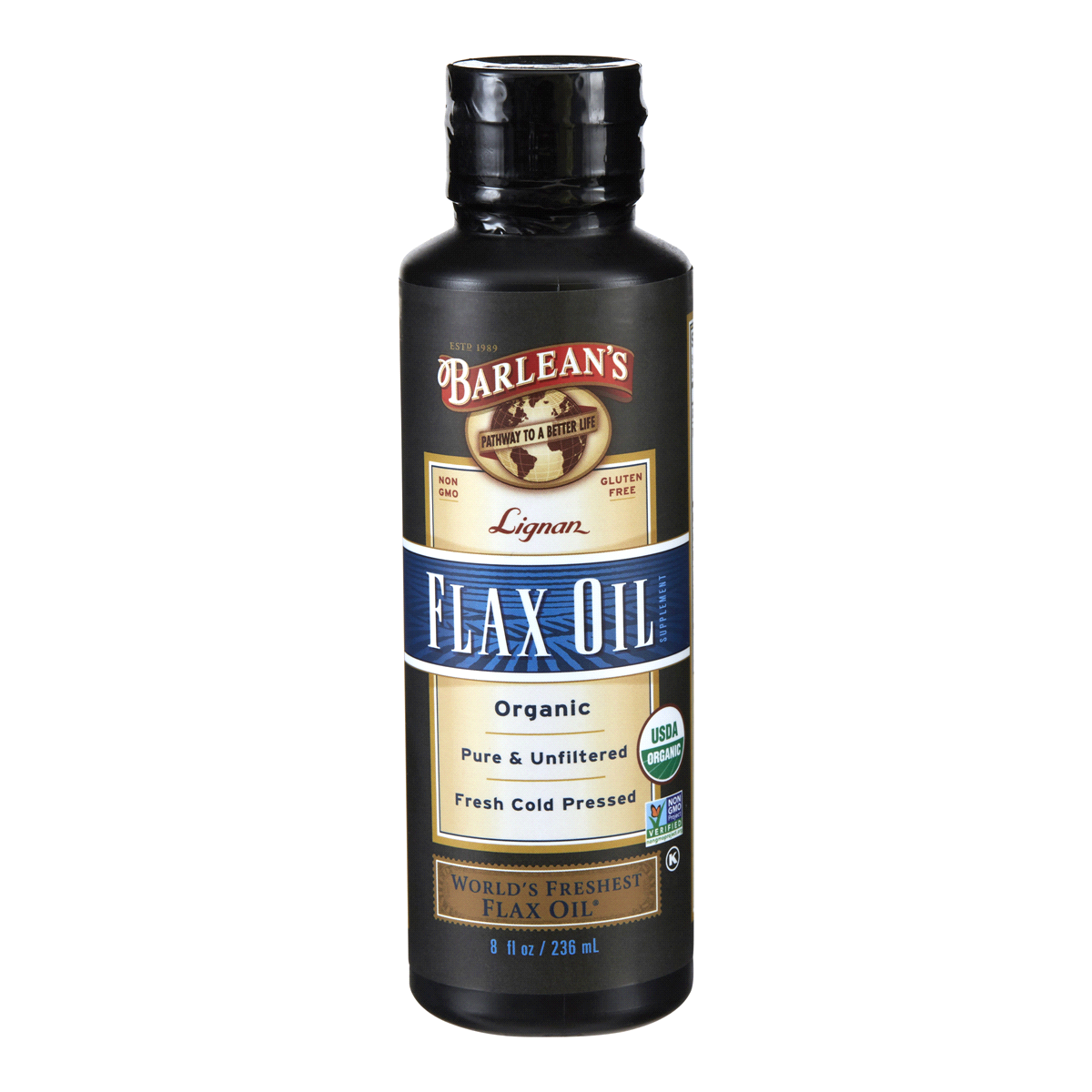 slide 1 of 9, Barlean's Organic Lignan Flax Oil, 8 fl oz