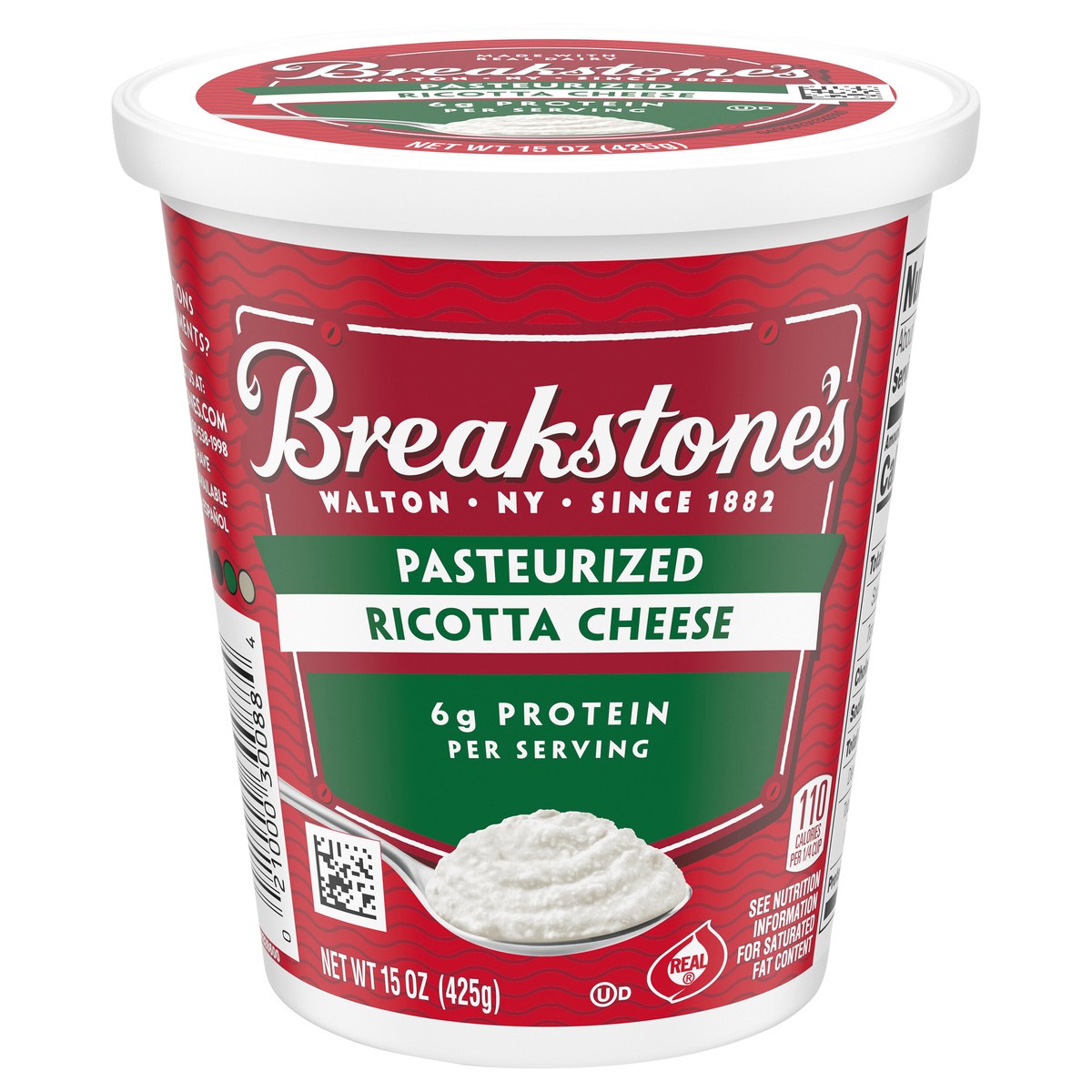 slide 1 of 6, Breakstone's Whole Milk Ricotta Cheese, 15 oz Tub, 425 g