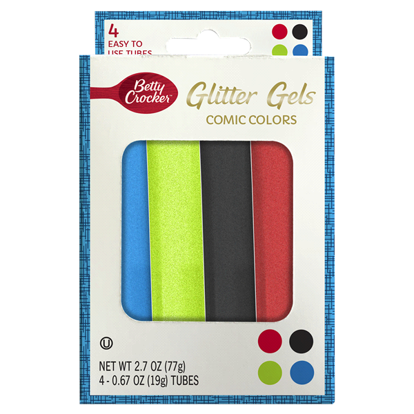 slide 1 of 1, Betty Crocker Glitter Gel Comic Colors, 2.7 oz