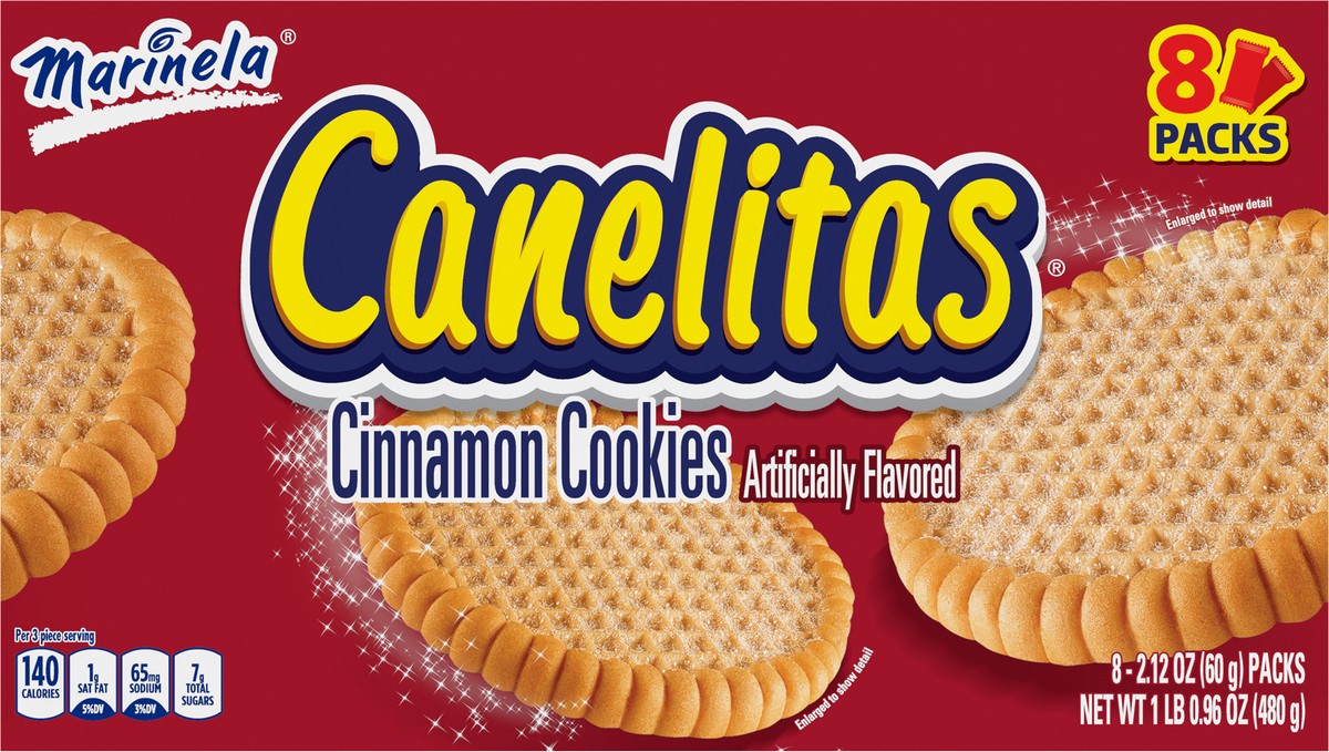 slide 4 of 9, Marinela Canelitas Cinnamon Cookies, 8 packs, Cookies, 16.96 oz Multipack, 8 ct