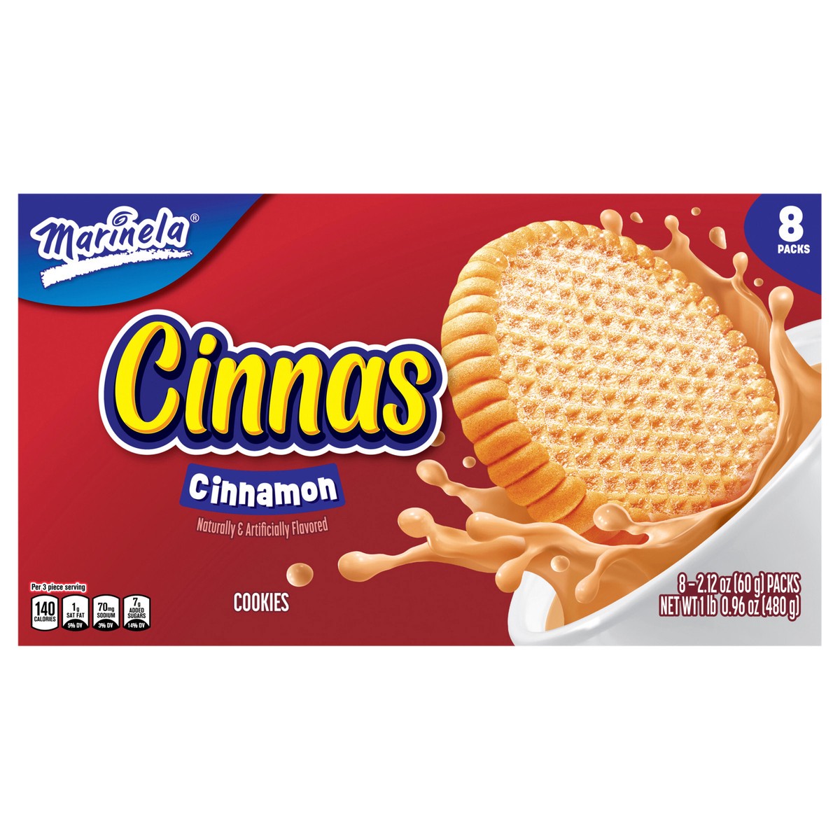 slide 1 of 9, Marinela Cinnas Cinnamon Cookies, 8 packs, 16.96 oz, 8 ct
