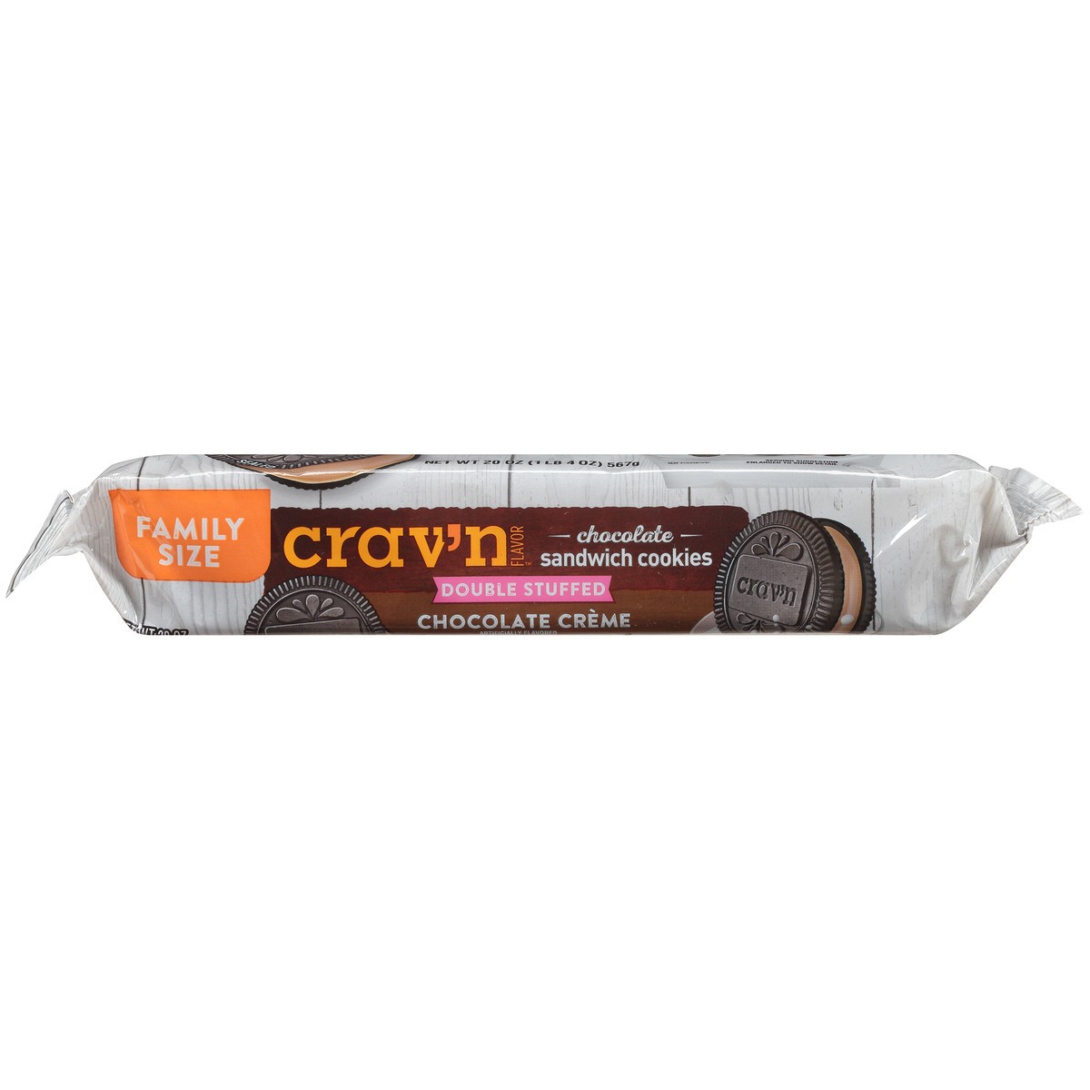 slide 9 of 9, Crav'n Flavor Chocolate Creme Double Stuffed Chocolate Sandwich Cookies, 20 oz