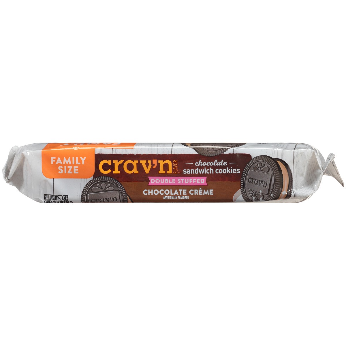 slide 7 of 9, Crav'n Flavor Chocolate Creme Double Stuffed Chocolate Sandwich Cookies, 20 oz