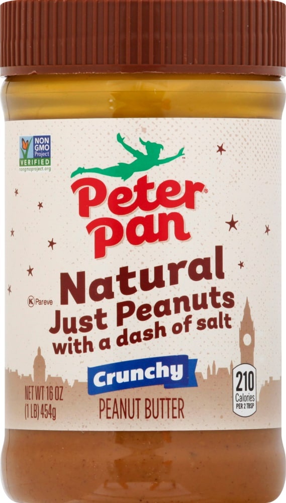 slide 1 of 1, Peter Pan Natural Crunchy Peanut Butter, 16 oz