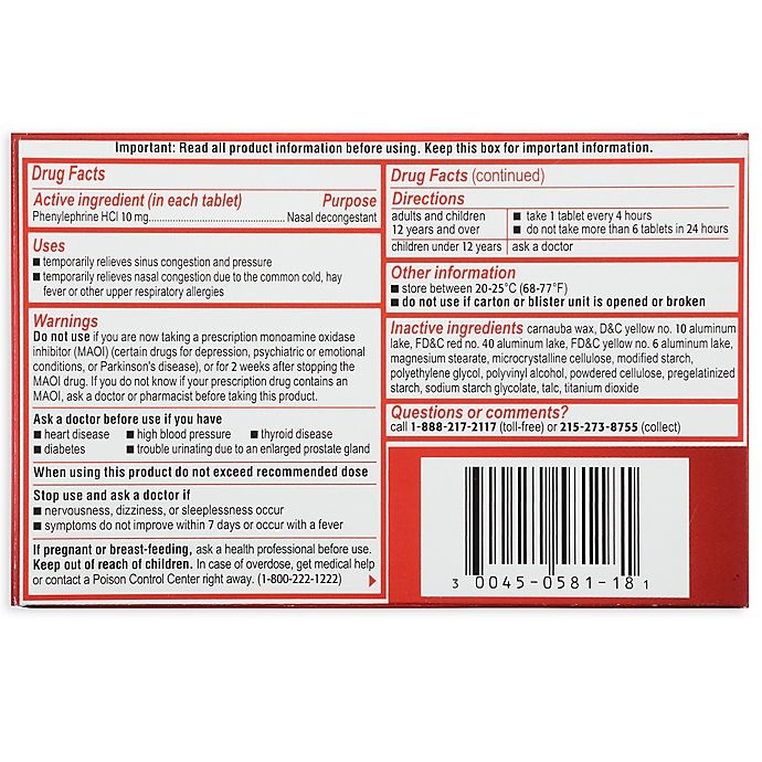 slide 4 of 4, Sudafed PE Sinus Congestion Maximum Strength Non-Drowsy Decongestant Tablets with 10 mg Phenylephrine HCl, Medicine Helps Relieve Sinus & Nasal Congestion & Sinus Pressure, 18 ct