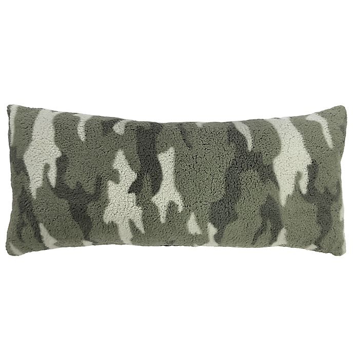 slide 1 of 2, Simply Essential Camo Sherpa Oblong Throw Pillow - Green, 1 ct