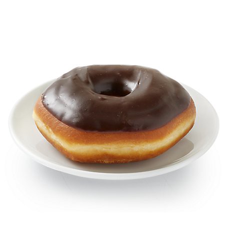slide 1 of 1, Bakery Fresh Chocolate Iced Donut - Each (available between 6 AM to 2 PM), 1 ct