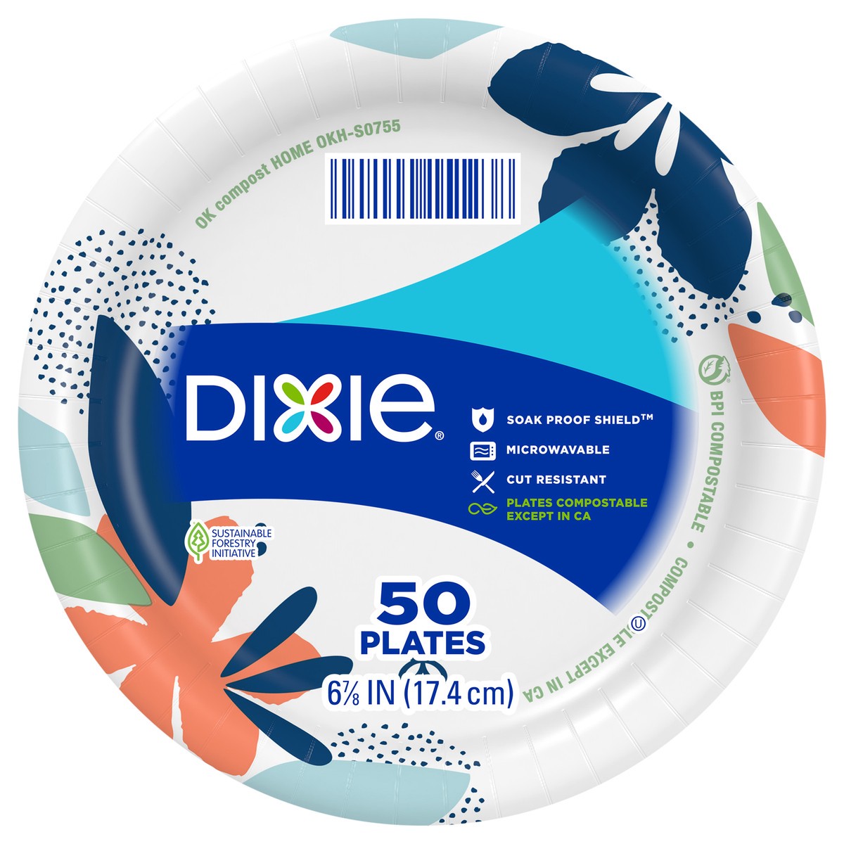 slide 1 of 4, Dixie Compostable 7 Inch Paper Plates, 50 Count, 50 ct