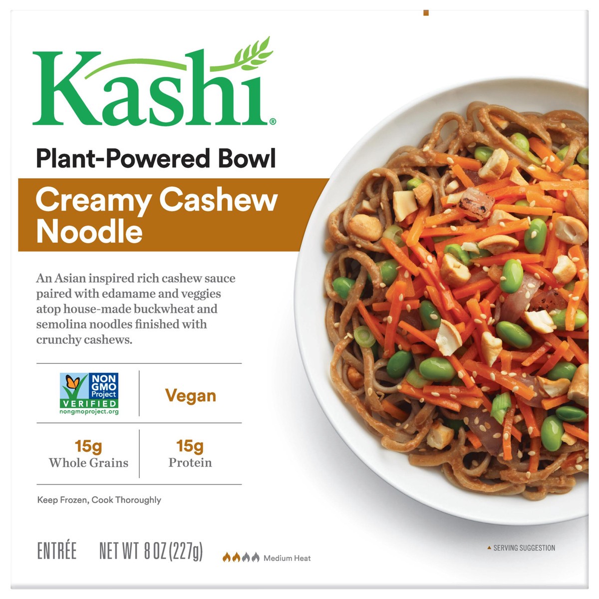 slide 1 of 10, Kashi Plant-Based Protein Bowl, Creamy Cashew Noodle, 8 Oz, Box, Frozen, 8 oz