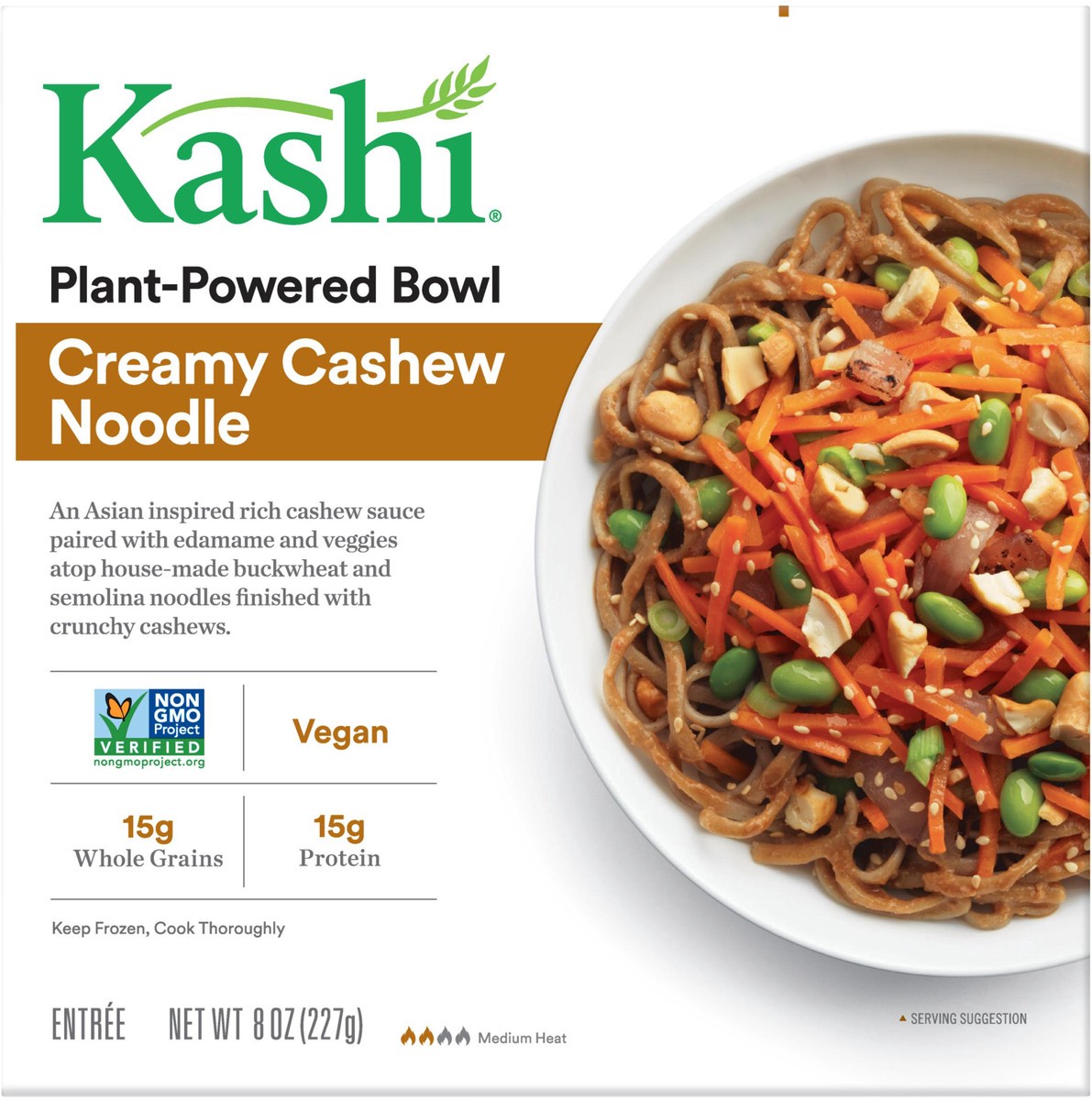 slide 8 of 10, Kashi Plant-Based Protein Bowl, Creamy Cashew Noodle, 8 Oz, Box, Frozen, 8 oz