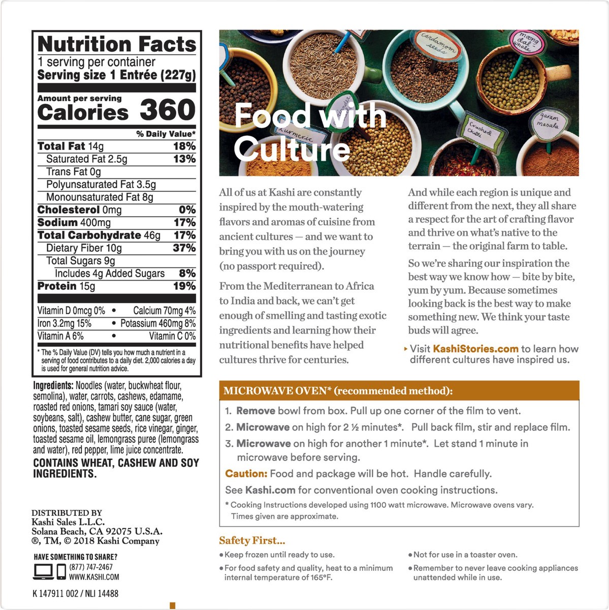 slide 9 of 10, Kashi Plant-Based Protein Bowl, Creamy Cashew Noodle, 8 Oz, Box, Frozen, 8 oz