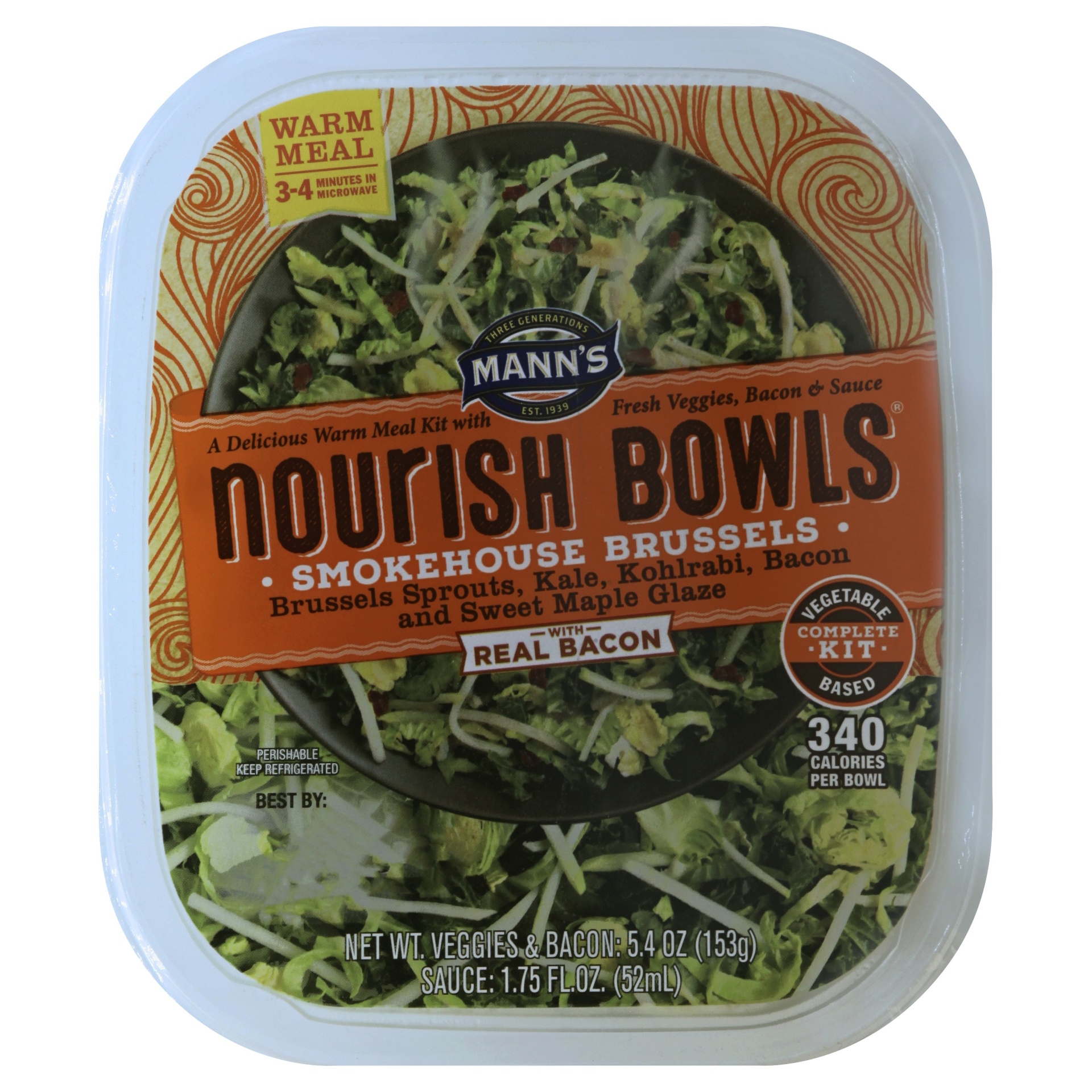 slide 1 of 4, Mann's Nourish Bowls Bacon Maple Brussels, 7.15 oz