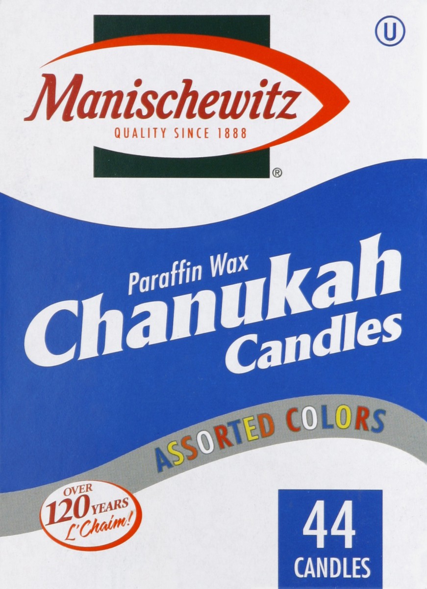 slide 3 of 4, Manischewitz Paraffin Wax Chanukah Candles Assorted Colors, 44 ct