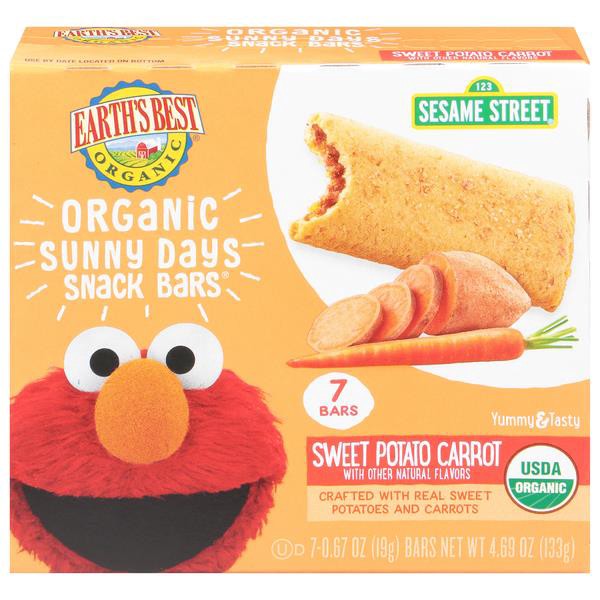 slide 1 of 2, Earth's Best Organic Sunny Days Sweet Potato Carrot Snack Bars 7 - 0.67 oz Bars, 7 ct