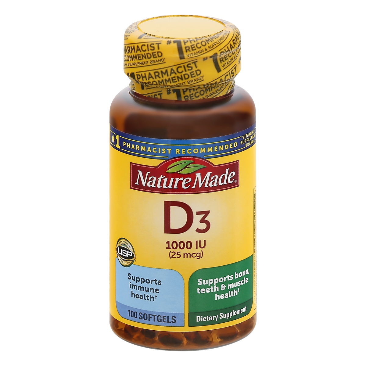 slide 1 of 4, Nature Made Vitamin D3 Dietary Supplement Liquid Softgels, 100 ct