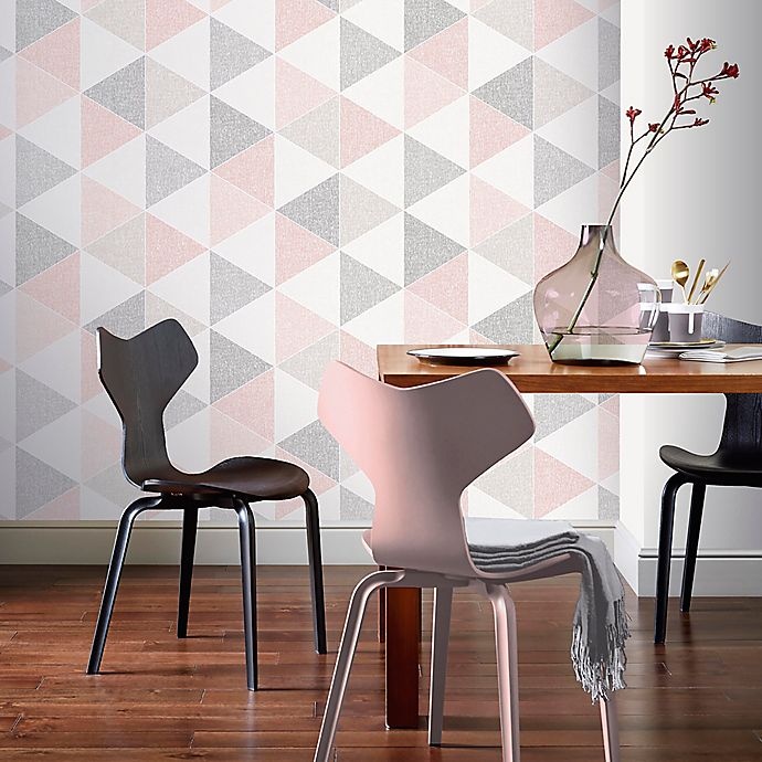 slide 2 of 2, Arthouse Scandi Triangle Wallpaper - Pink, 1 ct