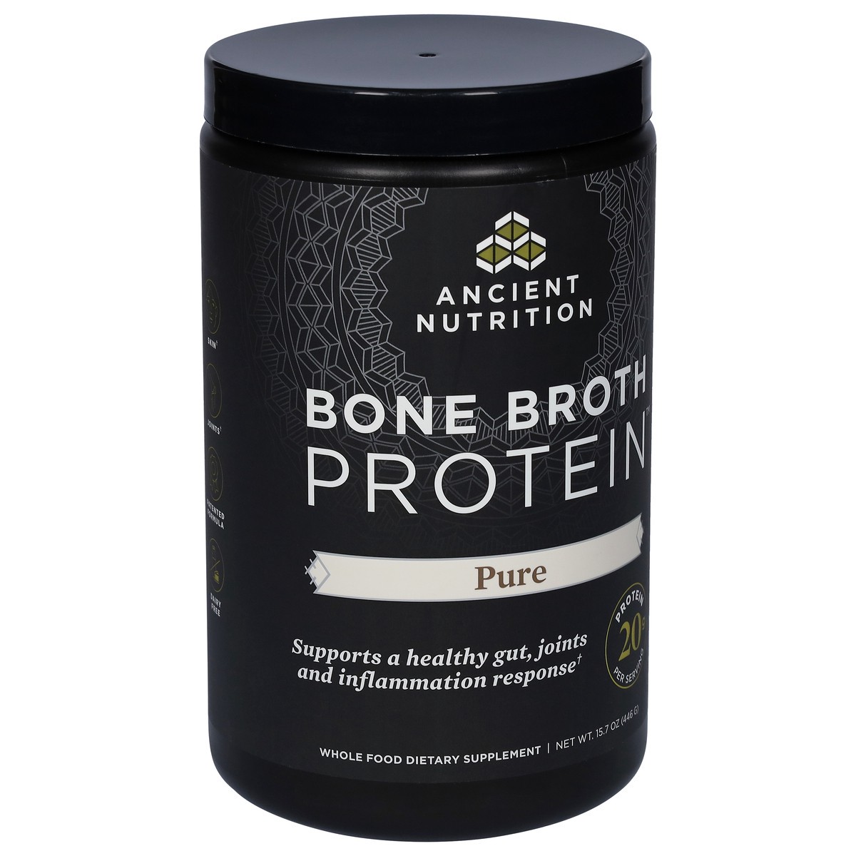 slide 9 of 9, Ancient Nutrition Pure Bone Broth Protein 15.7 oz, 15.7 oz