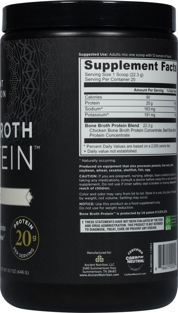 slide 5 of 9, Ancient Nutrition Pure Bone Broth Protein 15.7 oz, 15.7 oz