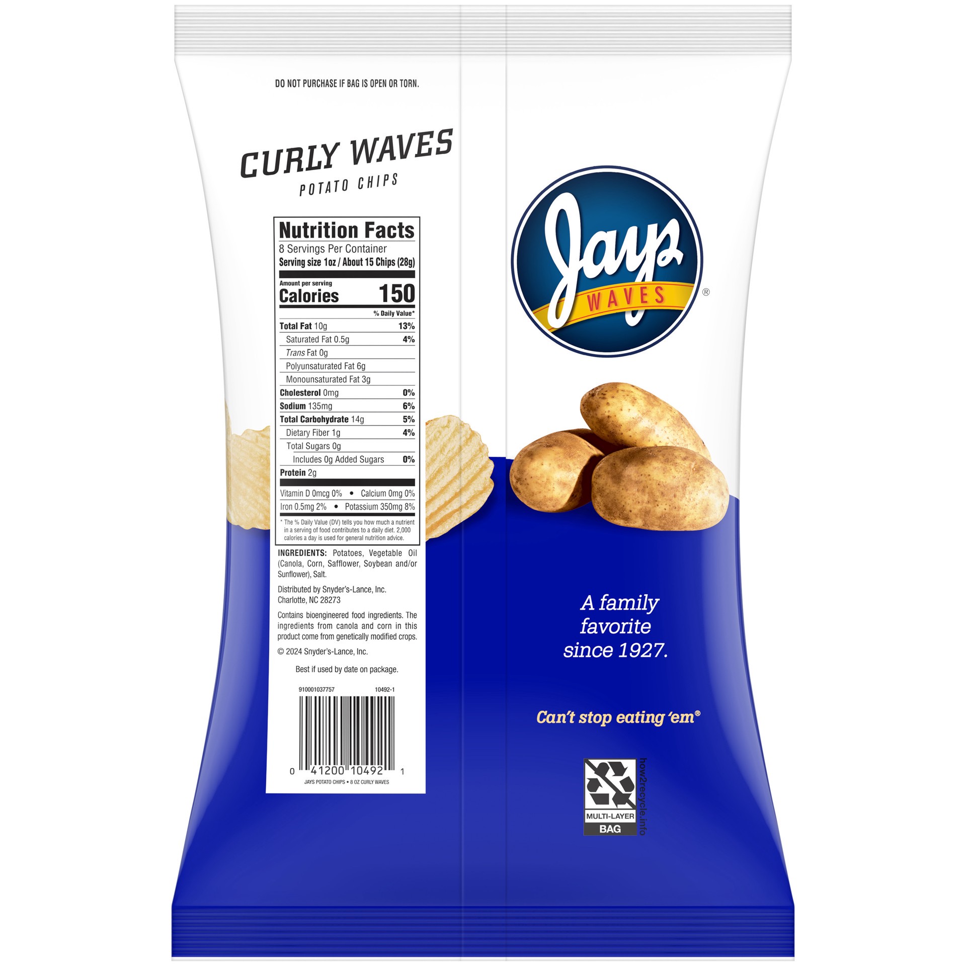 slide 3 of 6, Jay's Curly Waves, 8 oz