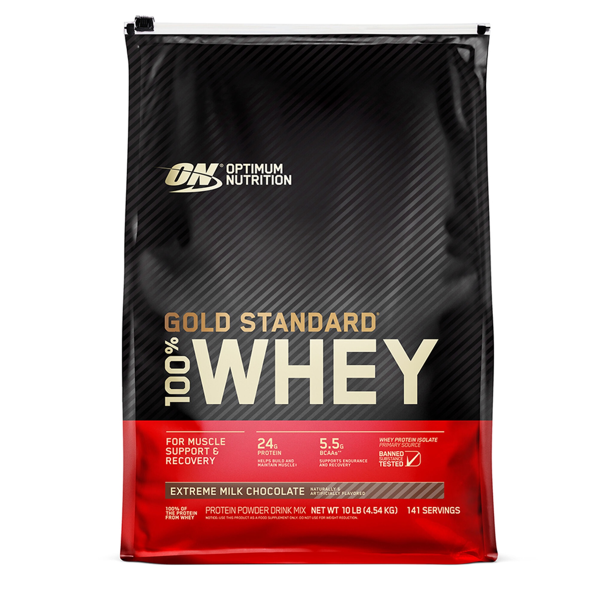 slide 1 of 1, Optimum Nutrition Gold Standard 100% Whey - Milk Chocolate, 10 lb