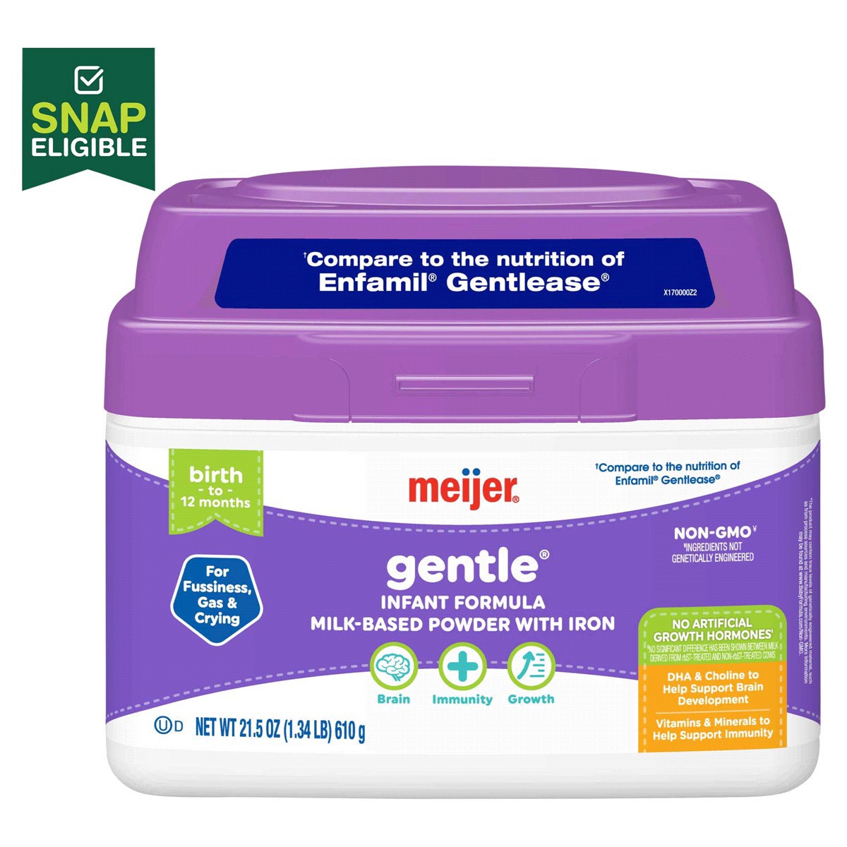 slide 1 of 29, Meijer Gentle Baby Formula Milk-Based Powder with Iron, 21.5 oz