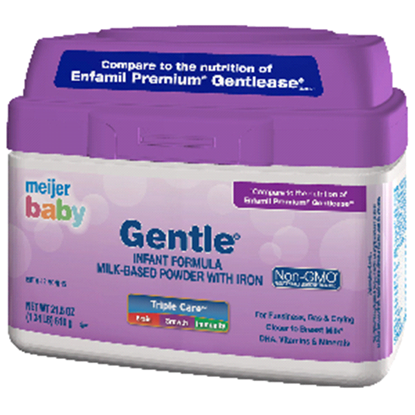 slide 1 of 1, Meijer Baby Gentle Powdered Formula, Non-GMO, 21.5 oz