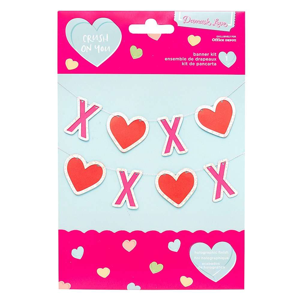 slide 1 of 1, American Crafts Damask Love 2020 Valentine's Day Xoxo Banner, 4-5/16'' X 8', Red/Pink, 1 ct