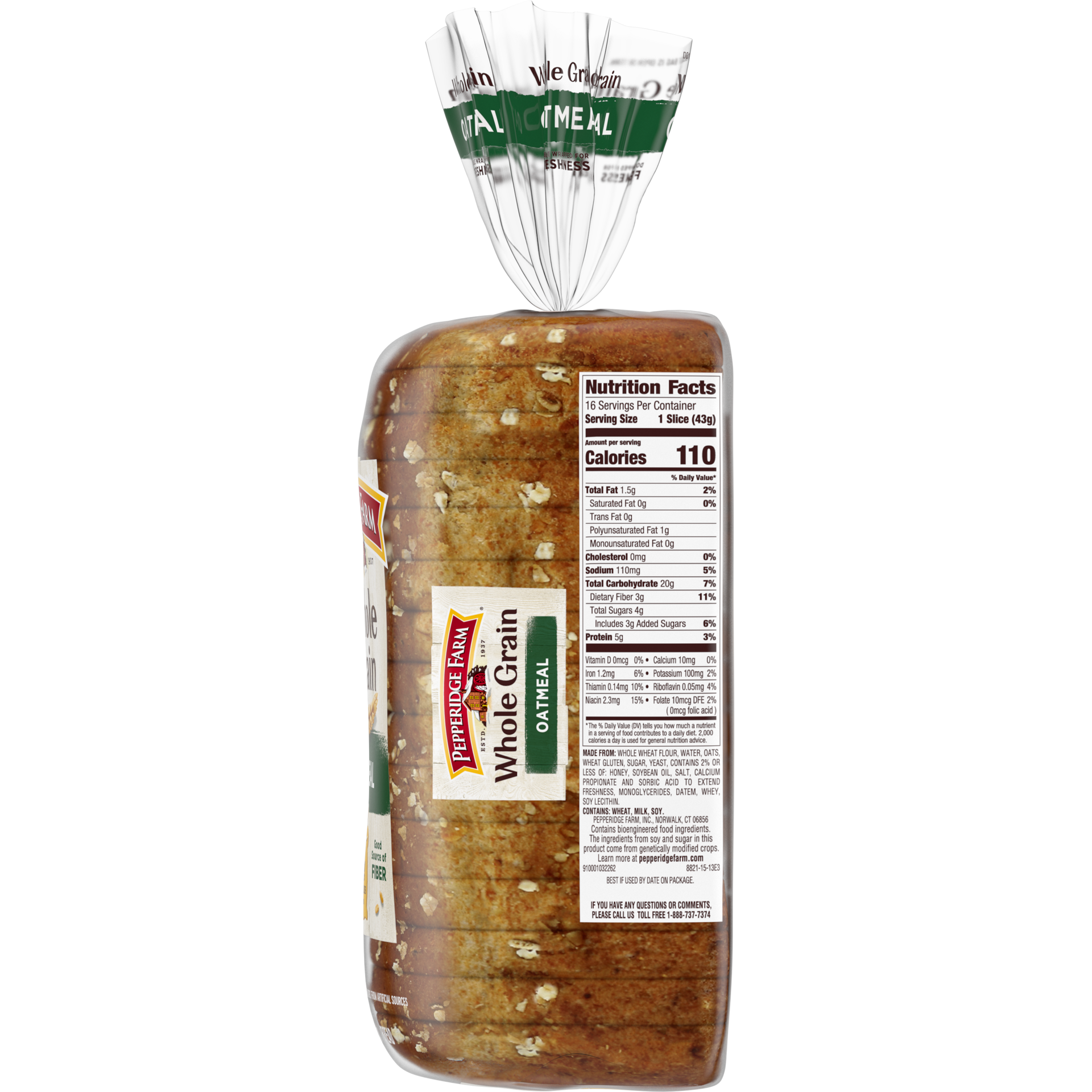 slide 4 of 5, Pepperidge Farm Whole Grain Oatmeal Bread, 24 oz. Loaf, 24 oz