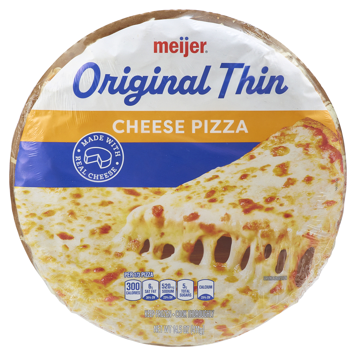 slide 1 of 1, Meijer Original Thin Cheese Pizza, 14.5 oz