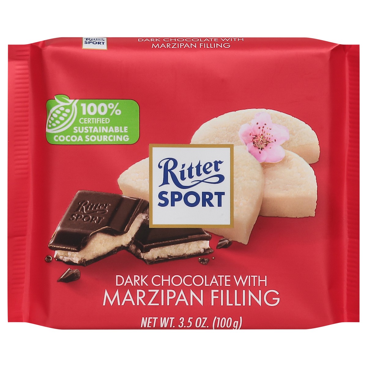 slide 1 of 9, Ritter Sport Dark Chocolate with Marzipan Filling 3.5 oz, 3.5 oz