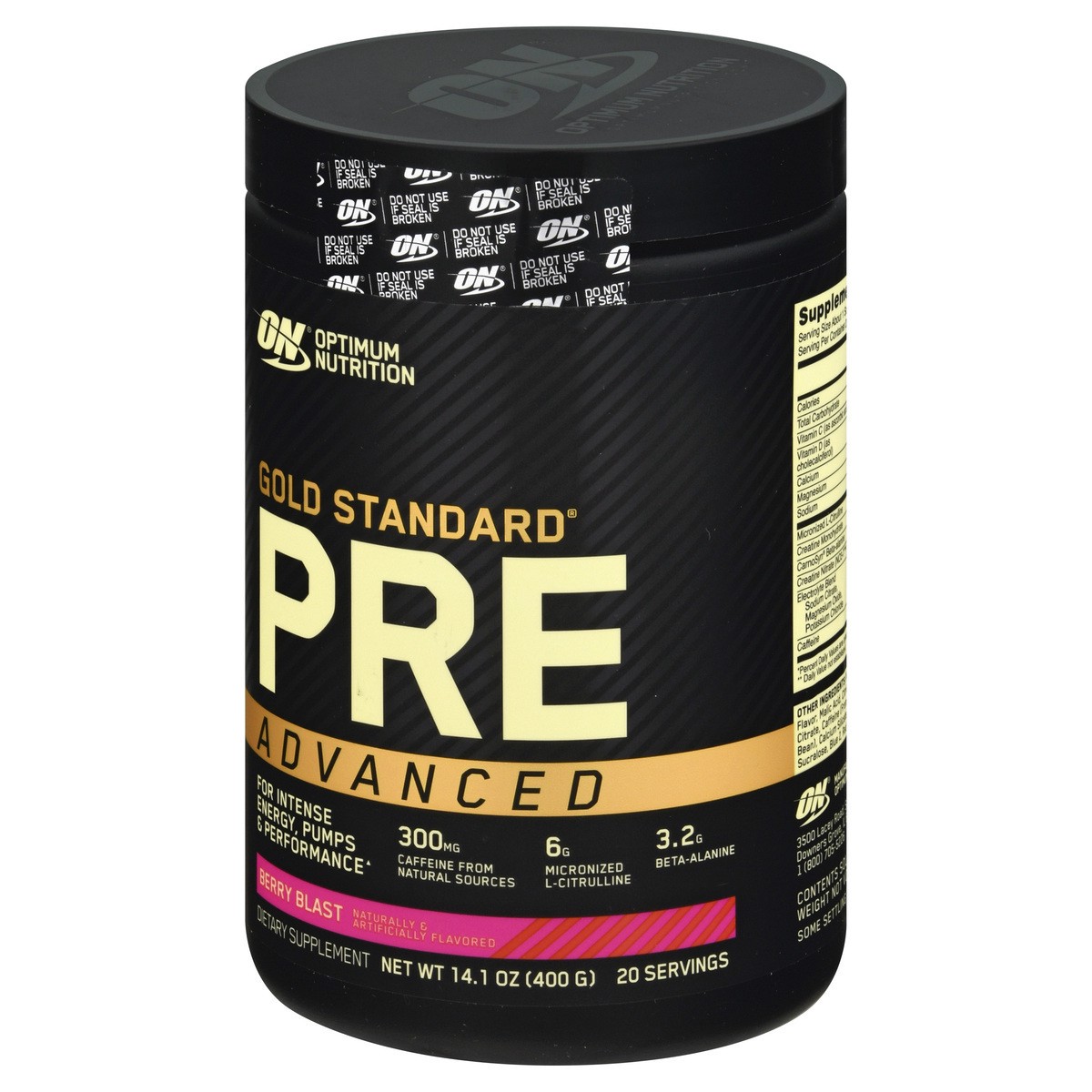 slide 10 of 12, Optimum Nutrition Gold Standard Advanced Berry Blast Pre-Workout 14.1 oz, 14.1 oz