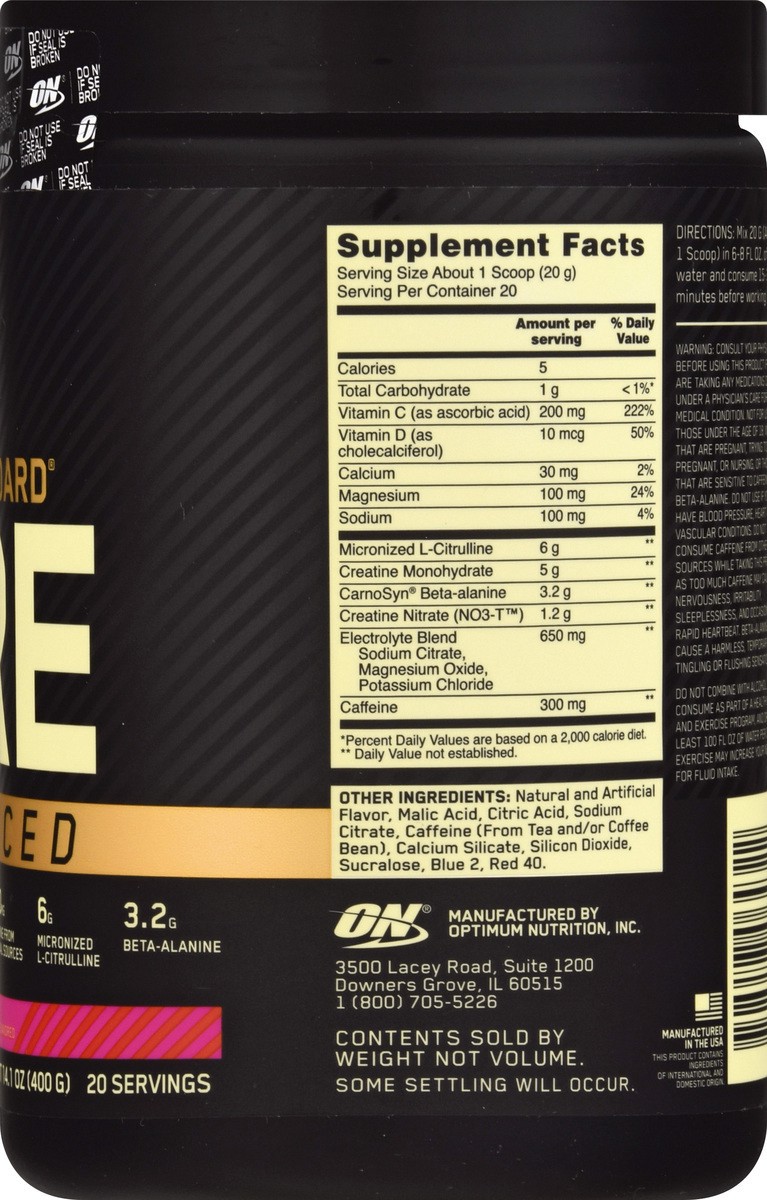 slide 5 of 12, Optimum Nutrition Gold Standard Advanced Berry Blast Pre-Workout 14.1 oz, 14.1 oz