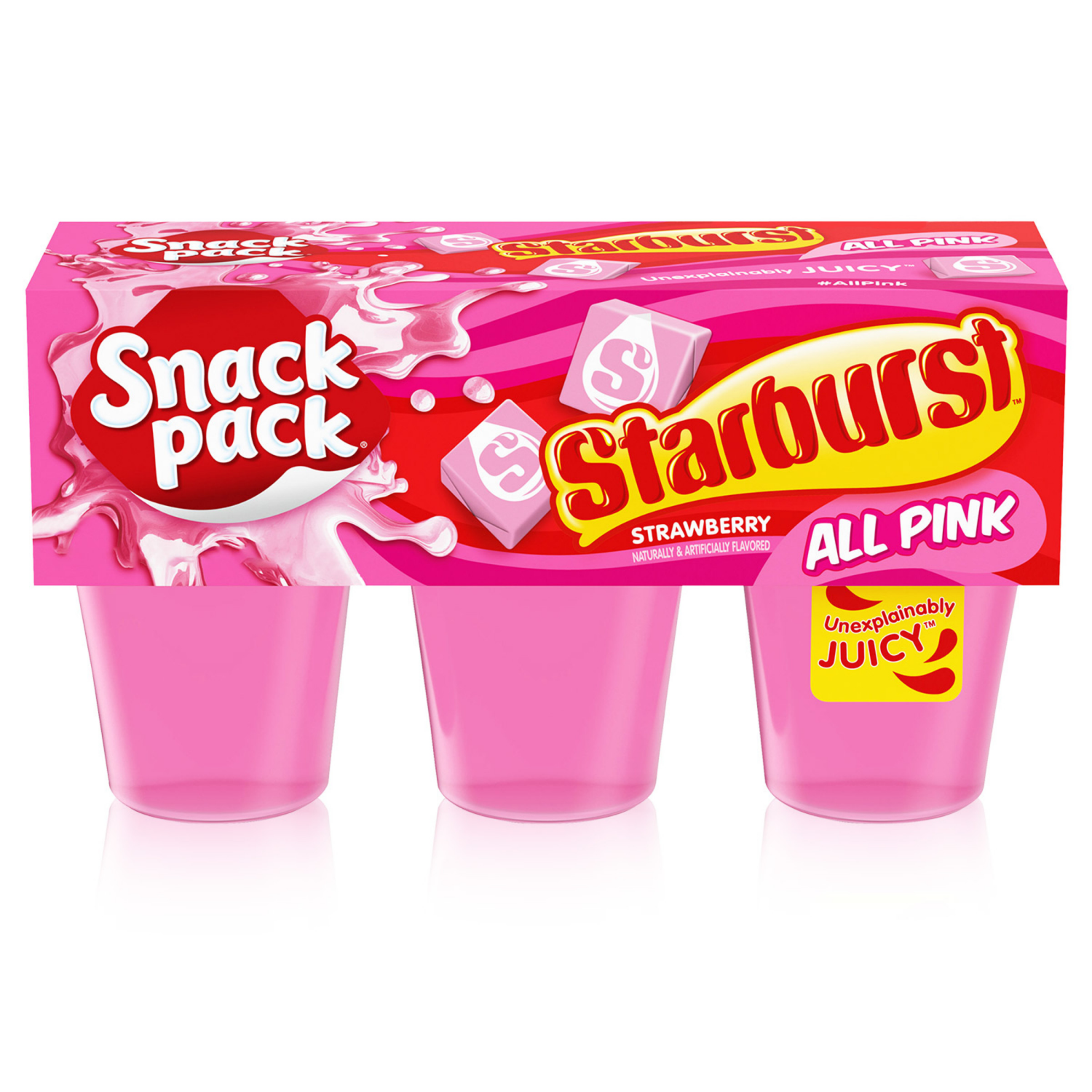slide 1 of 4, Snack Pack Starburst Strawberry Juicy Gels 6 Pack 6 - 3.25 oz Cups, 6 ct