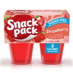 Snack Pack Sugar Free Strawberry Flavored Juicy Gels, 3.25 oz Snack Cups, 4 Count