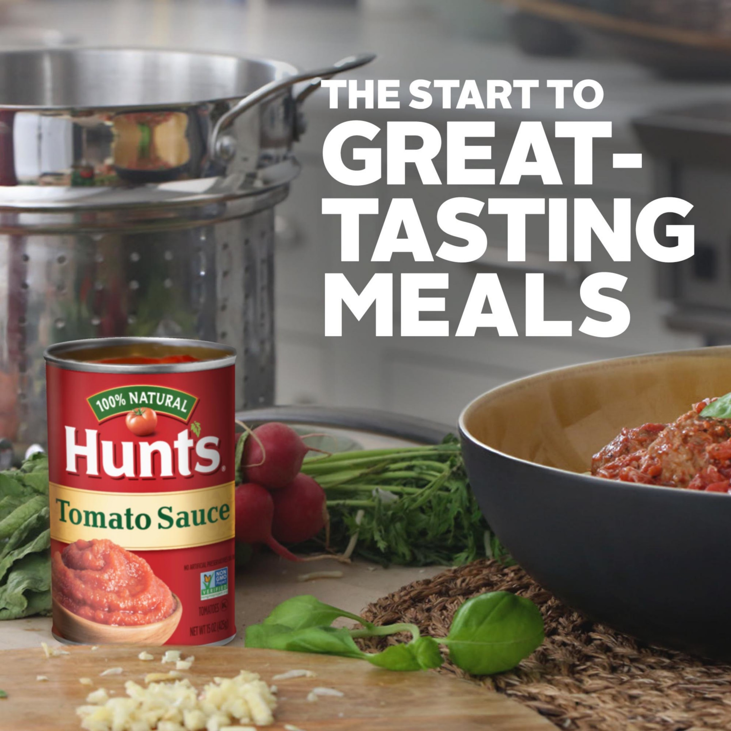 slide 4 of 4, Hunt's 100% Natural Tomato Sauce, 4 Cans, 15 oz., 4 ct