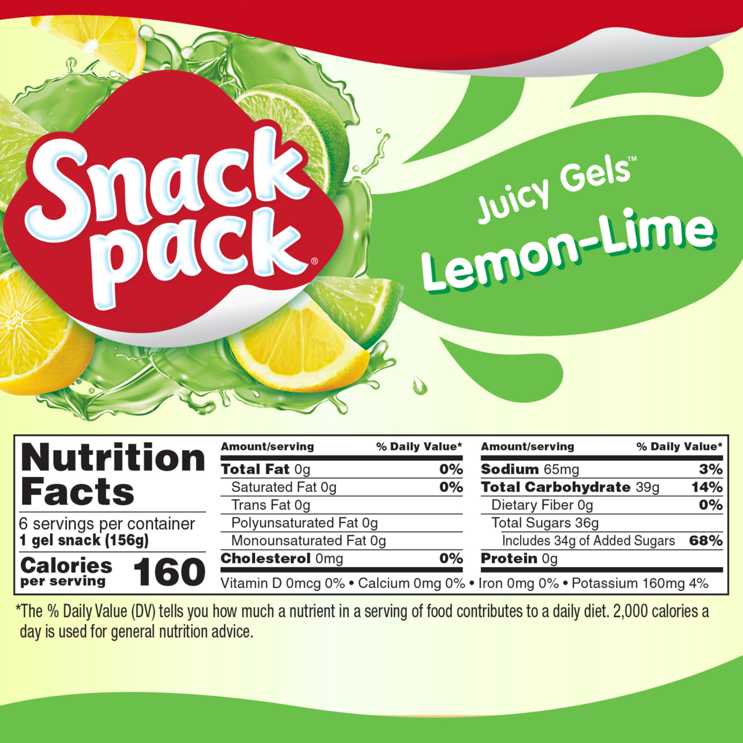 slide 2 of 7, Snack Pack Lemon Lime Flavored Juicy Gels, 6 Count Snack Cups, 6 ct