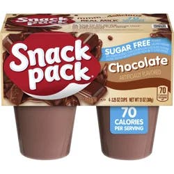 Snack Pack Zero Sugar Chocolate Pudding, 3.25 oz Pudding Cups, 4 Count
