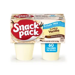 Snack Pack Zero Sugar Vanilla Pudding, 3.25 oz Pudding Cups, 4 Count