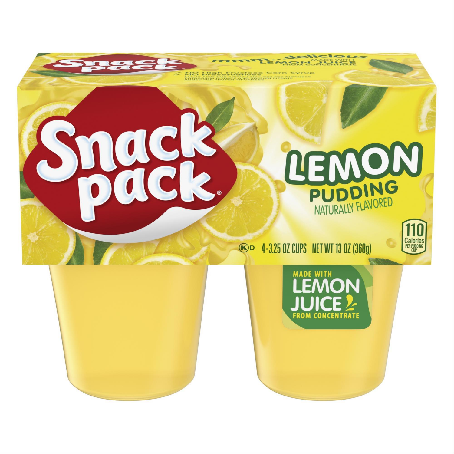 slide 1 of 5, Snack Pack Lemon Pudding, 3.25 oz Pudding Cups, 4 Count, 4 ct