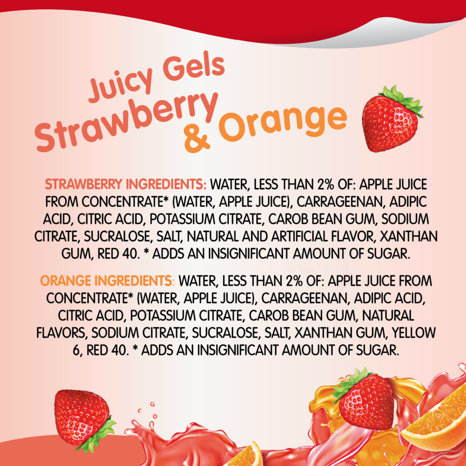 slide 5 of 8, Snack Pack Zero Sugar Strawberry and Orange Flavored Juicy Gels, 3.25 oz Snack Cups, 4 Count, 4 ct